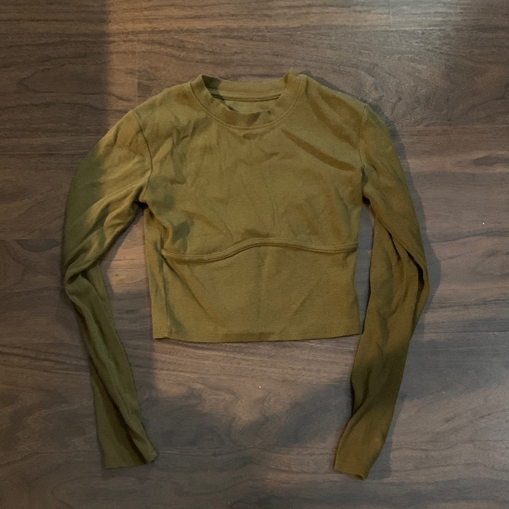 Olive Green Long Sleeve Women's Top